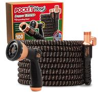2024 Pocket Hose Copper Bullet with Thumb Spray Nozzle AS-SEEN-ON-TV Expands to 100 ft, 650psi 3/4 in Solid Copper Anodized Aluminum Fittings Lead-Free Lightweight No-Kink Garden Hose