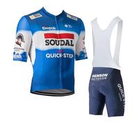 2024 Pro Team SOUDAL QUICK STEP Cycling Jersey Set For Men,Breathable MTB Bike Shirt Bib Short Kits GEL Paddad (XL)