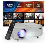 2024 Projector, 4K Support Native 1080P HD Projector, Portable Projector with Two-Way Bluetooth, Projector Compatible with HDMI/USB/Smartphone (Portable Projector)