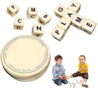 2024 Qless-Dice Game with Twelve Dice Letters, The Crossword Solitaire Game, Scrabble Letter Tiles, Educational Crabble Letter, Crossword Solitaire Dice Game, Fun Word Solitaire Game, for 3+ (1box)