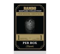 2024 Rambo Keepsake Collection Premiere Edition- Get 1 Encased Relic and A 5-Card Pack Featuring Authentic Rambo Movie Props, Real Gemstones, Rambo Stars, and Diverse Relic Types