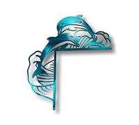 2024 Sea Turtle Door Frame Decoration Metal Turtle Door Sitter Wall Art Decor Corner Sign with Double Sided Silhouette, Window Mirror Door Frame Decoration Shelf Table Corner Ornament (Dolphin)