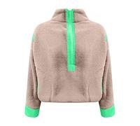 2024 Sweatshirts Womens UK Clearance Womens Half Zip Fleece Pullover Soft Oversized Sweatshirt With Pockets Warm Fuzzy Sweater Size 8 Khaki