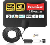 2024 TV Aerial Indoor -TV Aerial Long Range for Smart TV, Digital TV Antenna Aerial Support 4K 1080p HD VHF UHF All TV's with Signal Booster & 16.4 ft Coax Cable for Freeview Local Channels