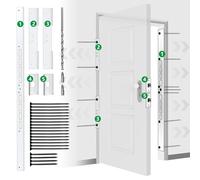 2024 Updated 46" Heavy Duty Door Reinforcement Set for Jamb, Frame & Hinges, Included 9/64" Long Drill Bit & Door Seal, Easy to Install, Ideal for DIY Home Door Security, White