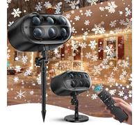 2024 Upgrade Outdoor & Indoor Adjustable Christmas Snowflake Projector - Vivid Falling LED Snowflake Lights - Waterproof 6 Bigger & Brighter