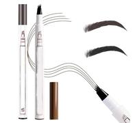 2024 Upgrade Waterproof Brow Pencil,3D Magic Eyebrow Pencil 4-Head Split Long-lasting Eyebrow Pencil with Micro-Fork Tip,Natural Makeup Fine Stroke Eyebrow Tattoo Pencil (Dark Brown+Black)