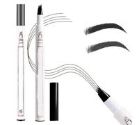 2024 Upgrade Waterproof Brow Pencil,3D Magic Eyebrow Pencil 4-Head Split Long-lasting Eyebrow Pencil with Micro-Fork Tip,Natural Makeup Fine Stroke Eyebrow Tattoo Pencil (Black+Gray)