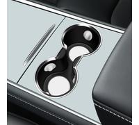 2024 Upgraded Cup Holder Insert Compatible with Tesla Model 3/Y 2023-2021 and Model Y 2024,Top Chrome Metallic Finish Center Console Interior Accessories (Black-White)