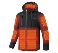 2024 Upgraded Heated Jacket 15 Heating Zone Men's Electric Heating Down Jackets Waterproof Windproof Electric Coat Hooded Outerwear with 3 Temperature for Outdoor Camping Hiking Golf (No Power Bank)