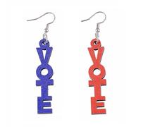 2024 Vote Earrings for Women Red White Blue Patriotic Encourage Voting Dangle Earrings for Election Jewelry, Wood, No Gemstone