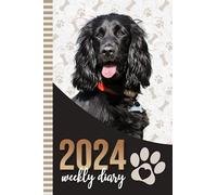 2024 Weekly Diary: 6x9 Dated Personal Organizer / Daily Scheduler With Checklist - To Do List - Note Section - Habit Tracker / Organizing Gift / Black Cocker Spaniel Dog - Paw Print Art Cover
