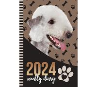 2024 Weekly Diary: Hardcover / 6x9 Dated Personal Organizer / Daily Scheduler With Checklist - To Do List - Note Section - Habit Tracker / Organizing ... Bedlington Terrier Dog - Paw Print Art Cover