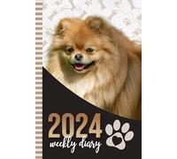 2024 Weekly Diary: Hardcover / 6x9 Dated Personal Organizer / Daily Scheduler With Checklist - To Do List - Note Section - Habit Tracker / Organizing Gift / Red Pomeranian Dog - Paw Print Art Cover