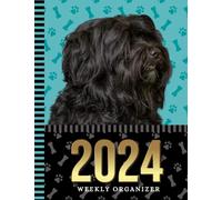 2024 Weekly Organizer: Dated 8.5x11 / 52-Week / To Do List - Notes Section - Habit Tracker / Jan to Dec / Life - Time Organization Gift / Black Tibetan Terrier Dog Art on Paw Print Pattern Cover