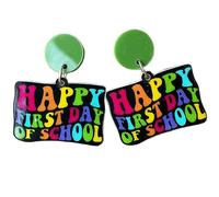 2024 Welcome Back to School Teacher Stud Drop Dangle Acrylic Earrings for Women Colorful First Day of School Earrings for Students Appreciation Gifts Jewelry Funny, Metal Acrylic, acrylic