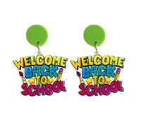 2024 Welcome Back to School Teacher Stud Drop Dangle Acrylic Earrings for Women Colorful First Day of School Earrings for Students Appreciation Gifts Jewelry Funny, Metal Acrylic, acrylic