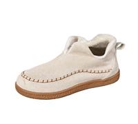 2024 Winter Foreign Trade Women's Warm Shoes Large Size Flat Bottom Plain with Thick Velvet for Warmth, White, 6 UK