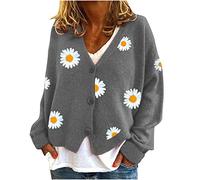 2024 Women Cardiganautumn winter Cute Daisy Cardigans Sweaters Flower Cardigan Open Front Sweaters Knitwear V-Neck Cropped Pullover Sweatshirts Long Sleeve Sweater College Outfits fashion short