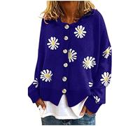 2024 Women Cardiganautumn winter Cute Daisy Cardigans Sweaters Flower Cardigan Open Front Sweaters Knitwear V-Neck Cropped Pullover Sweatshirts Long Sleeve Sweater College Outfits fashion short