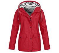 2024 Women Rain Coats and Jackets Clearance Ladies Striped Drawstring Zipper Hooded Coats Plus Size Softshell Windproof Trench Coat with Pocket Jackets Winter Outdoor Camping Hiking Waterproof Coats