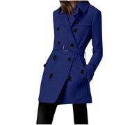 2024 Women's Elegant Winter Overcoat Solid Colour Trench Coats For Women Uk Lapel Double Breasted Buttons Long-sleeved Wool Coat Long Cold And Windproof Coat Jackets For Women Fashion Casual Cheap
