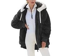 2024 Womens Fleece Jackets Full Zipper Pockets Hoodie Coats Winter Warm Soft Teddy Hoodie Jacket Women Double Fleece Jacket Long Sleeve Stripe Sweatshirts Hooded Fuzzy Drawstring Oversized Cardigan
