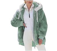 2024 Womens Fleece Jackets Full Zipper Pockets Hoodie Coats Winter Warm Soft Teddy Hoodie Jacket Women Double Fleece Jacket Long Sleeve Stripe Sweatshirts Hooded Fuzzy Drawstring Oversized Cardigan