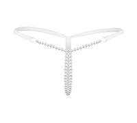 2024 Womens Panties Underwear Thongs Cotton Pants Sexy Women Pearl G String and Thongs Solid Low Waist Underwear Days of The Panties for Women (White, One Size)