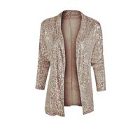 2024 Women's Sequin Coat Long Sleeve Zipper Up Party Collarless Bomber Glitter Sparkly Jacket Casual Womens Winter Jacket Front Crop Bomber Sequin Jackets Fashion Comfilt Ladies Outerwear