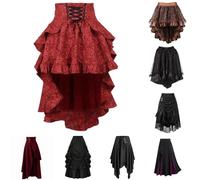 2024 Women's Steampunk Gothic Layered Skirt - Renaissance Midi & Victorian High Waist Mini - Asymmetrical Tiered & Pleated Ruffle Party A-Line Maxi Skirt