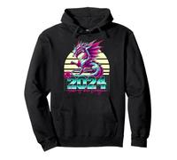 2024 Year of the Dragon 80s Retro Vaporwave Chinese Zodiac Pullover Hoodie