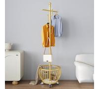 20249 Gold Standing Coat Rack Simple Vertical Hanger for Bedroom Living Room Home Clothes nizer Stylish Clothes Holder Modern Design for Any Space