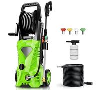 2025 2.8GPM 5000 PSI Electric Pressure Washer with 4 Pressure Nozzles and Soap Bottle for Home Car Washing Fence Cleaning Patio (Green)