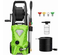 2025 2.8GPM 5000 PSI Electric Pressure Washer with 4 Pressure Nozzles and Soap Bottle for Home Car Washing Fence Cleaning Patio (Green)