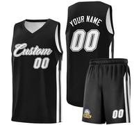 2025 2-Piece Basketball Sleeveless Suit with Jersey and Shorts, Breathable & Comfortable Personalized Basketball Set with Name Team Number Logo for Kids Adults, Gifts for Basketball Fans
