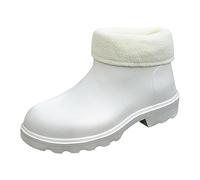 2025 2023 Korean Edition Slip and Durable Detachable EVA Light Sole Rainshoes and Rainboots Comfy Slip Boots Women (White, 6)