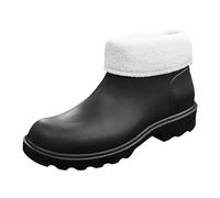 2025 2023 Korean Edition Slip and Durable Detachable EVA Light Sole Rainshoes and Rainboots Comfy Slip Boots Women (Black, 5)