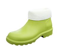 2025 2023 Korean Edition Slip and Durable Detachable EVA Light Sole Rainshoes and Rainboots Comfy Slip Boots Women (Green, 6)