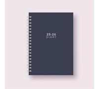 2025-2026 Academic Diary Planner, A5 Hardback, Week to View, Spiral Bound, Pastel Designs (Navy Blue)