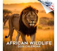 2025 2026 African Wildlife - Wild Animal Monthsly Wall Calendar, 16 Months 12" x 24" Wildlife Planner, Thick No-Bleed Paper, Large Grid, Giftable Animal Calendar for Teachers, Home, Office, Made in
