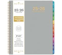 2025-2026 Appointment Book/Planner - Weekly & Monthly, 9" x 11", Large, July 2025 - June 2026, Academic Planner, 30-Minute Interval, Daily Hourly Planner, Colorful Monthly Tabs, Inner Pocket, Grey