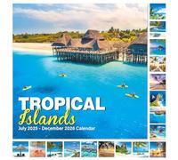 2025-2026 Calendar - 18 Months Wall Calendar 2025-2026, from JUL.2025 to DEC. 2026, 12" x 24" (Open), 12" x 12" (Closed), with Large Daily Blocks, Tabbed Holiday, Beautiful Islands Scenery