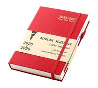 2025-2026 Diary A5 Day Per Page,Agenda 2025-2026 A5 Page a Day Mid Year Planner,Academic Diary from Aug 2025 to Aug 2026,Daily&Monthly Planner with Pen Loop, Colorful Month Tabs,Inner Pocket (Red)