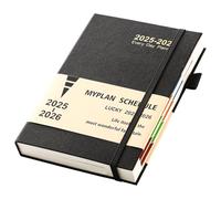 2025-2026 Diary A5 Day Per Page,Agenda 2025-2026 A5 Page a Day Mid Year Planner,Academic Diary from Aug 2025 to Aug 2026,Daily&Monthly Planner with Pen Loop, Colorful Month Tabs,Inner Pocket (Black)
