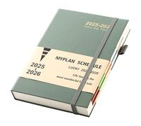 2025-2026 Diary A5 Day Per Page,Agenda 2025-2026 A5 Page a Day Mid Year Planner,Academic Diary from Aug 2025 to Aug 2026,Daily&Monthly Planner with Pen Loop, Colorful Month Tabs,Inner Pocket (Green)