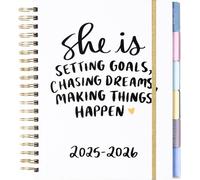 2025-2026 Eccolo Large Spiral Agenda Planner, Hardcover, Weekly & Monthly Views, 18 Tabbed Months, Inspiring Graphics and Quotes (Extra Large - 9" x 10.5")