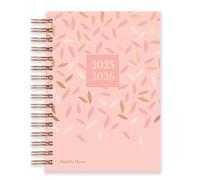 2025-2026 Mid Year Diary A5 Day a Page - Academic Year Dated Planner with Wiro Binding and Hardback Cover - Rose Gold Detailing - Pink