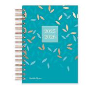 2025-2026 Academic Diary A5 Day a Page - Mid Year Dated Planner with Wiro Binding and Hardback Cover - Rose Gold Detailing - Teal