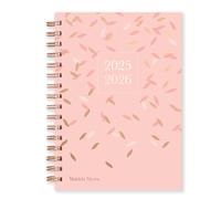 2025-2026 Mid Year Diary A5 Week to View - Academic Year Weekly Planner with Rose Gold Wiro Binding and Hardback Cover - July to July Format - Pink
